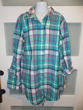 MAGGIE BREEN too Boutique Multi-Colored Plaid LS Top Size 14 Girl's NEW